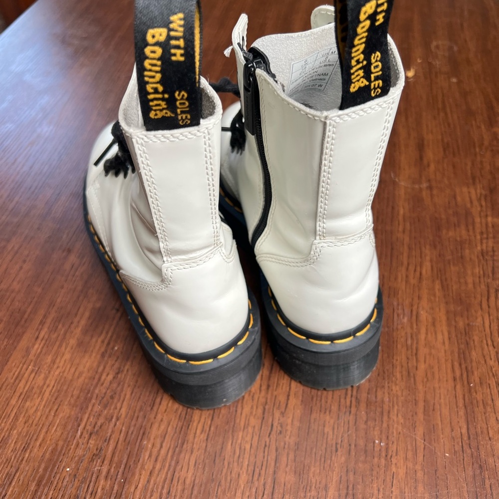 Dr. Martens White Platform Leather Women's Boots - Picture 6 of 9